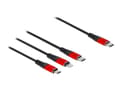 Miniatyrbilde 1 av 5: Delock 3 in 1 - Kun lade-kabel - 24 pin USB-C hann til Micro-USB type B, Lightning, 24 pin USB-C hann - 1 m - svart