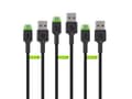 Miniatyrbild 3 av 5: Green Cell GC Ray - USB-kabel - 24 pin USB-C (hane) grön LED-belysning till USB (hane) - USB 2.0 - 2.4 A - 2 m - svart (paket om 3)