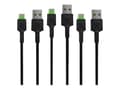 Miniatyrbild 1 av 5: Green Cell GC Ray - USB-kabel - 24 pin USB-C (hane) grön LED-belysning till USB (hane) - USB 2.0 - 2.4 A - 2 m - svart (paket om 3)