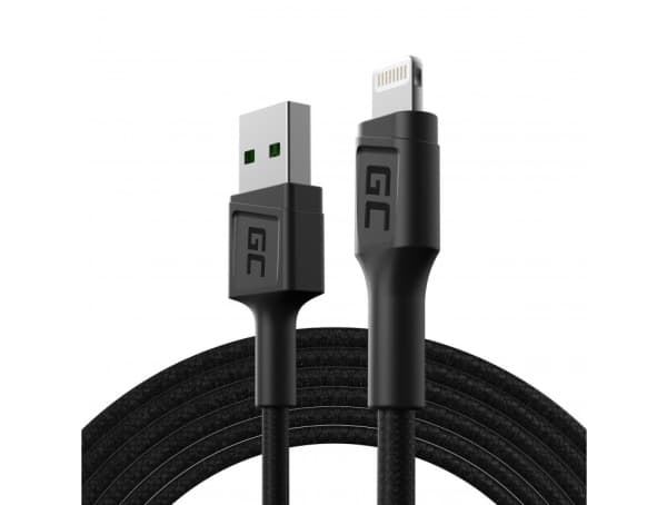 Green Cell PowerStream - Lightning-kabel - Lightning hann til USB hann - 2 m - dobbeltisolert - svart