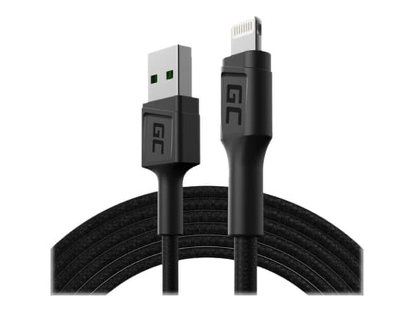 Green Cell PowerStream - Lightning-kabel - Lightning hann til USB hann - 2 m - dobbeltisolert - svart