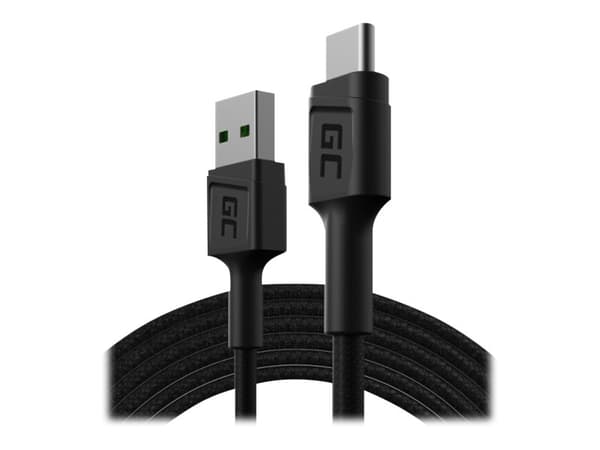 Green Cell PowerStream - USB-kabel - 24 pin USB-C (hann) til USB (hann) - 2.4 A - 1.2 m - svart