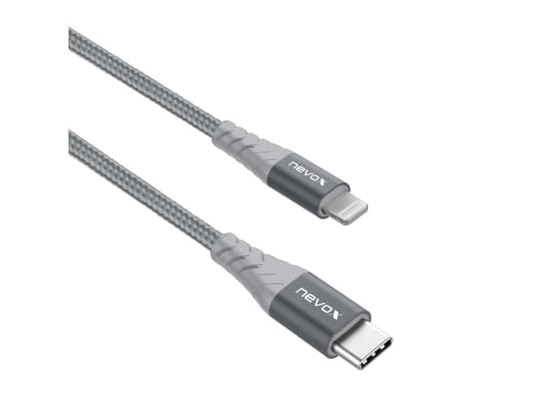 nevox 1885, 1 m, Lightning, USB C, Hankoppling, Hankoppling, Grå, Silver