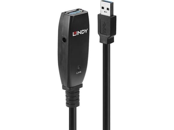 Lindy 43322, 15 m, USB A, USB A, USB 3.2 Gen 1 (3.1 Gen 1), 5 Gbit/s, Svart
