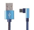 Miniatyrbild 2 av 5: Cablexpert Premium denim - USB-kabel - USB (hane) till 24 pin USB-C (hane) vinklad - USB 2.0 - 2.1 A - 1 m - blå