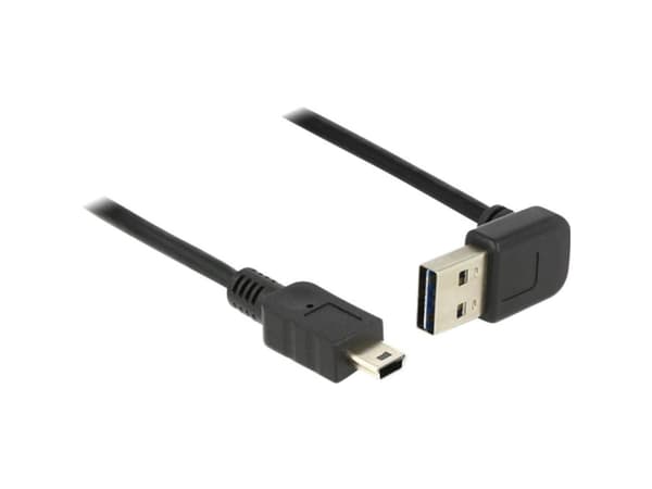 Delock EASY-USB - USB-kabel - mini-USB type B (hann) til USB (hann) - USB 2.0 - 1 m - 90°-kontakt - svart