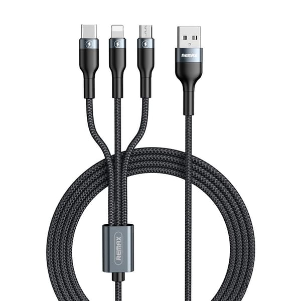 Remax 3-i-1 USB-kabel 2A för snabbladdning