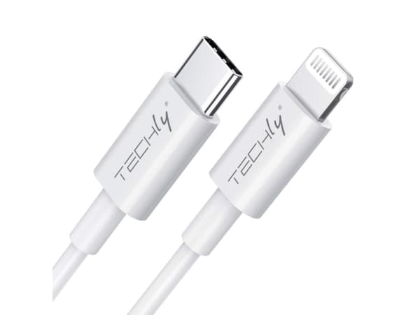 Techly ICOC-APP-8BUC10T, 0,5 m, Lightning, USB C, Hanstik, Hanstik, Hvid