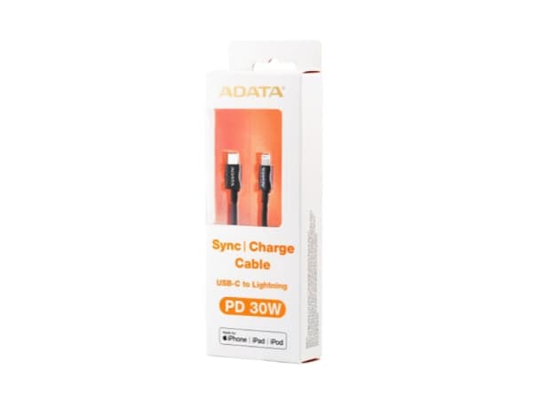 ADATA - Lightning-kabel - Lightning hann til 24 pin USB-C hann - 1 m - skjermet - svart - opp til 30 W strømforsyningsstøtte
