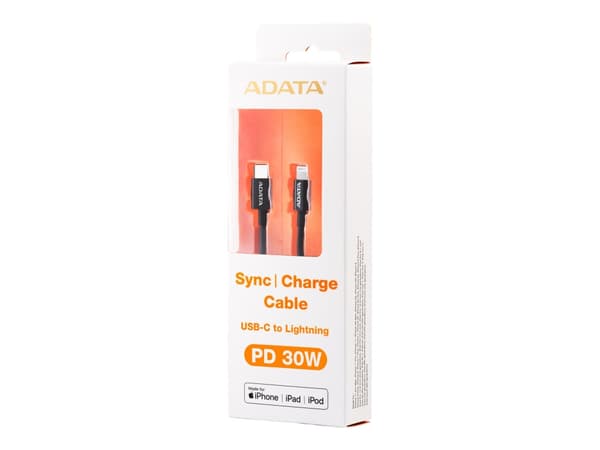 ADATA - Lightning-kabel - Lightning hann til 24 pin USB-C hann - 1 m - skjermet - svart - opp til 30 W strømforsyningsstøtte
