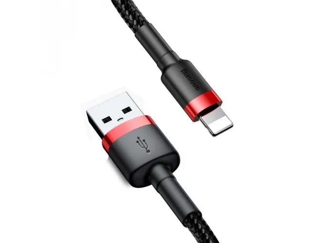 Sign Kevlar USB-A til Lightning-kabel - Rød/svart 1m