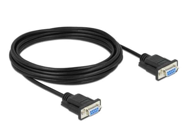 Delock - Seriell kabel - DB-9 (hona) till DB-9 (hona) - 5 m - tumskruvar - svart