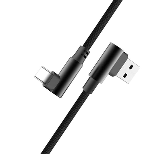 Kraftfull Snabbladdnings Kabel USB-C (Type-C) Svart Svart, 2 Meter