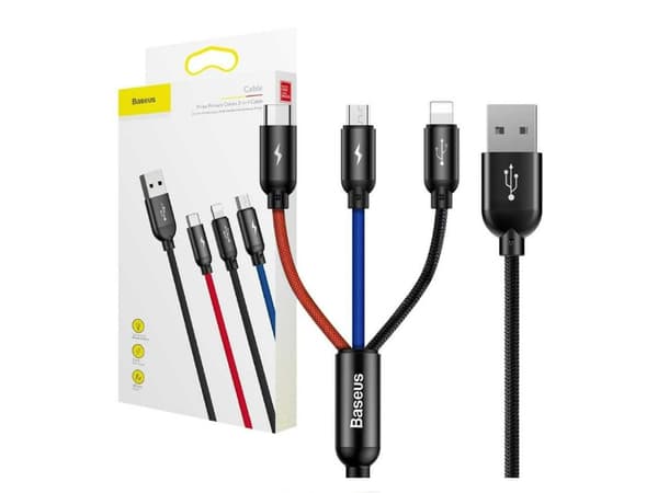 Colorfone CAMLT-BSY01, 1,2 m, USB A, 3 x USB C, Svart, Röd, Blå