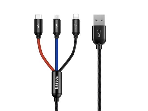 Colorfone CAMLT-BSY01, 1,2 m, USB A, 3 x USB C, Svart, Röd, Blå