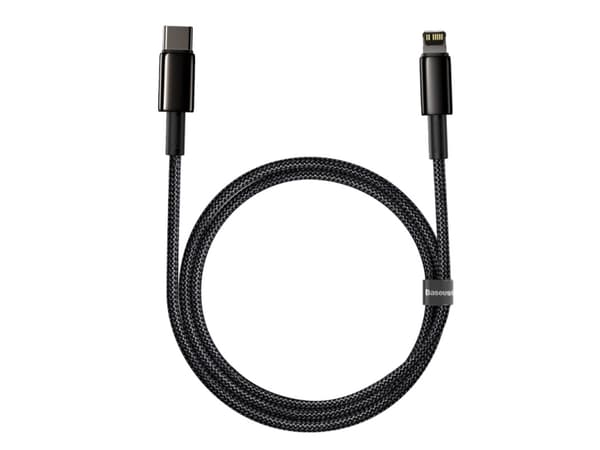 Baseus Tungsten Gold, 1 m, Lightning, USB C, Hankjønn, Hankjønn, Sort