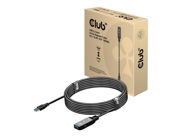 Club 3D - USB-forlengelseskabel - USB-type A (hann) til USB-type A (hunn) - USB 3.2 Gen 1 - 5 m - aktiv