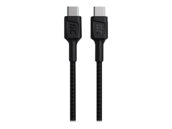Green Cell GC PowerStream - USB-kabel - 24 pin USB-C (hann) til 24 pin USB-C (hann) - Power Delivery-støtte - svart