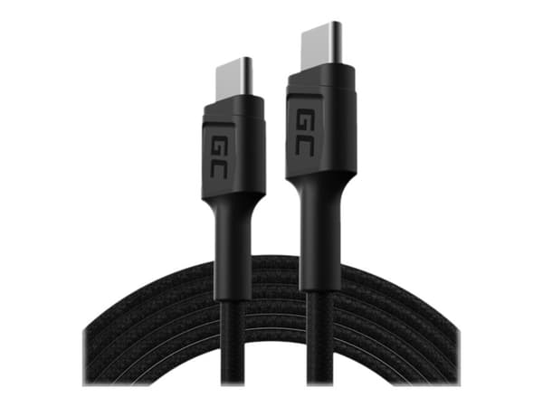 Green Cell GC PowerStream - USB-kabel - 24 pin USB-C (hann) til 24 pin USB-C (hann) - Power Delivery-støtte - svart