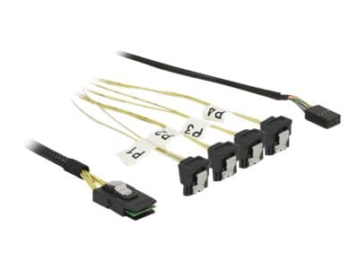 Delock - SATA/SAS-kabel - Mini SAS (SFF-8087) til SATA, 8-pins intern strømforsyning - 50 cm