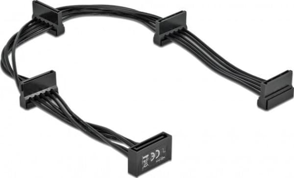 Delock - Strømadapter - SATA-strøm (hann) til SATA-strøm (hunn) - 40 cm - svart