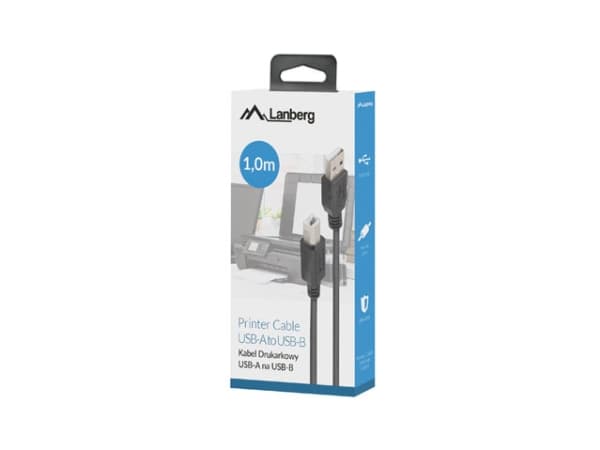 Lanberg CA-USBA-15CU-0010-BK, 1 m, USB A, USB B, USB 2.0, 0,48 Gbit/s, Svart