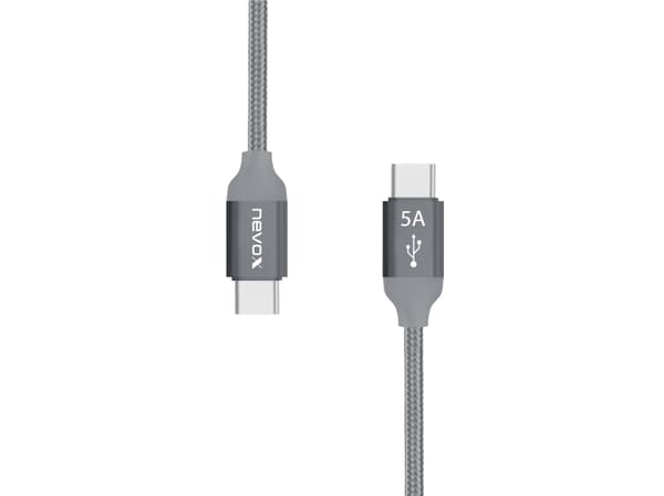 nevox 1654, 2 m, USB C, USB C, USB 2.0, 0,48 Gbit/s, Grå, Silver