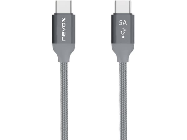 nevox 1654, 2 m, USB C, USB C, USB 2.0, 0,48 Gbit/s, Grå, Silver