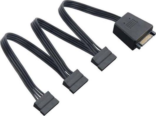 Silvestone CP06-L, Y-kabel for SATA-strømkontakter, 1 til 3 - svart