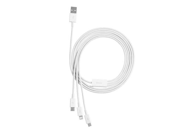 Baseus Superior, 1,5 m, USB A, USB C/Micro USB A/Lightning, USB 2.0, 0,48 Gbit/s, Hvit