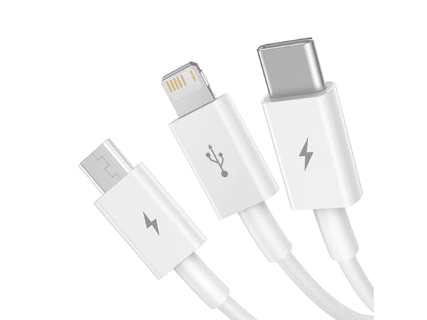 Baseus Superior, 1,5 m, USB A, USB C/Micro USB A/Lightning, USB 2.0, 0,48 Gbit/s, Hvit