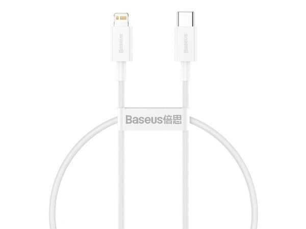 Baseus CATLYS-02, 0,25 m, Lightning, USB C, Hankjønn, Hankjønn, Hvit