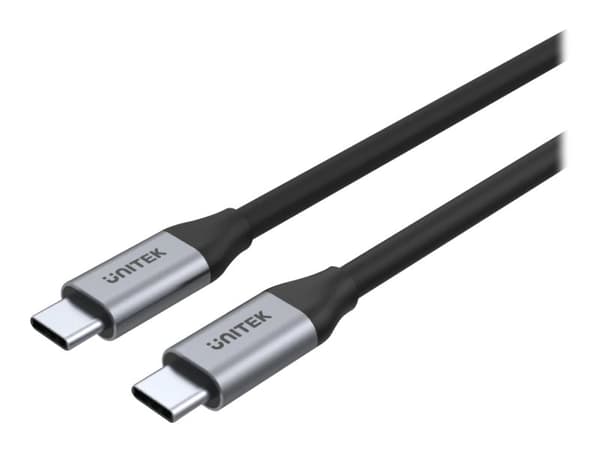 Unitek C14091ABK - USB-kabel - 24 pin USB-C (hane) till 24 pin USB-C (hane) - 20 V - 2 m - USB-strömleverans (5A, 100W), 4K60Hz stöd - svart