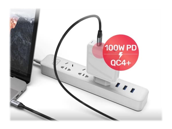 Unitek C14091ABK - USB-kabel - 24 pin USB-C (hane) till 24 pin USB-C (hane) - 20 V - 2 m - USB-strömleverans (5A, 100W), 4K60Hz stöd - svart