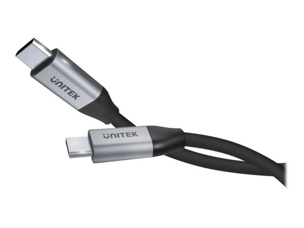 Unitek C14091ABK - USB-kabel - 24 pin USB-C (hane) till 24 pin USB-C (hane) - 20 V - 2 m - USB-strömleverans (5A, 100W), 4K60Hz stöd - svart