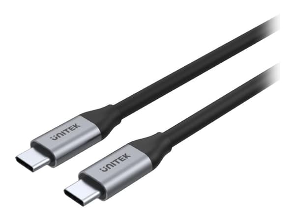 Unitek C14091ABK - USB-kabel - 24 pin USB-C (hane) till 24 pin USB-C (hane) - 20 V - 2 m - USB-strömleverans (5A, 100W), 4K60Hz stöd - svart