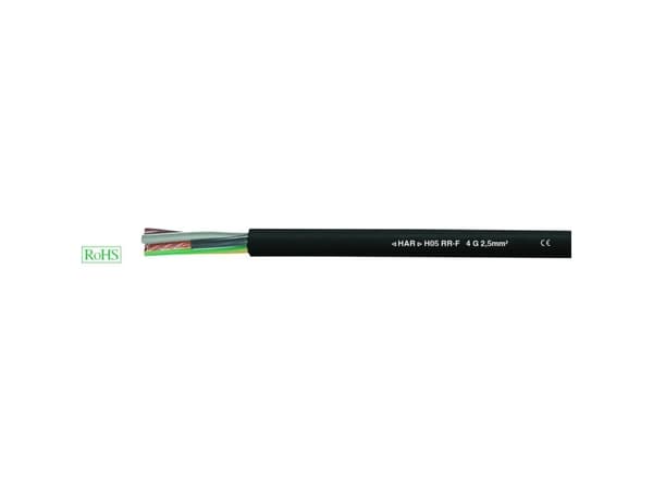 HELUKABEL H05RR-F, Sort, Kopper, 19 kg/km, 72 kg/km, 2000 V, 1 mm²
