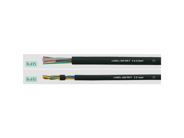 HELUKABEL H05RR-F, Sort, Kopper, 14,4 kg/km, 60 kg/km, 2000 V, 0,75 mm²