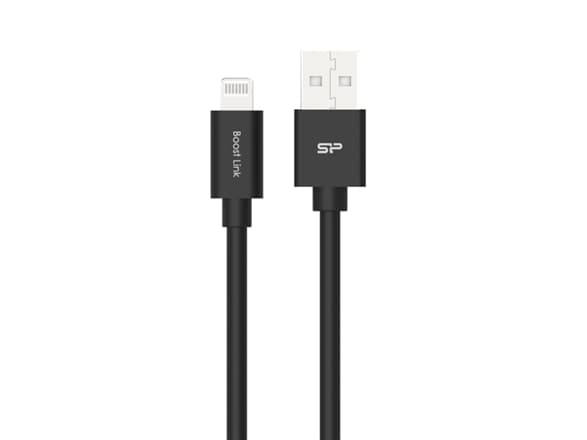 Silicon Power Boost Link PVC LK15AL - Lightning-kabel - Lightning hann til USB hann - 1 m - skjermet - svart