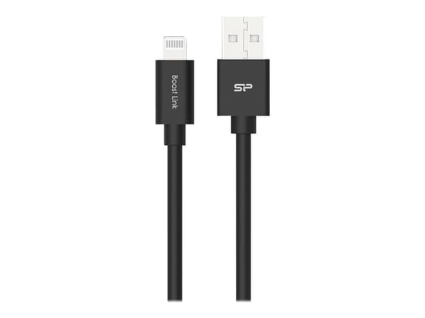 Silicon Power Boost Link PVC LK15AL - Lightning-kabel - Lightning hann til USB hann - 1 m - skjermet - svart