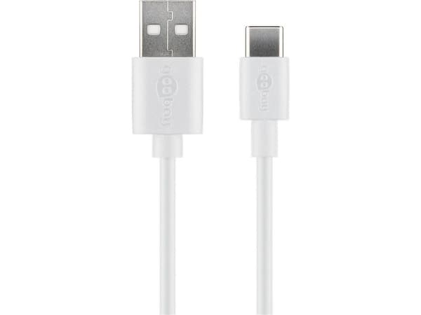 Goobay 59130, 2 m, USB A, USB C, USB 2.0, 0,48 Gbit/s, Vit