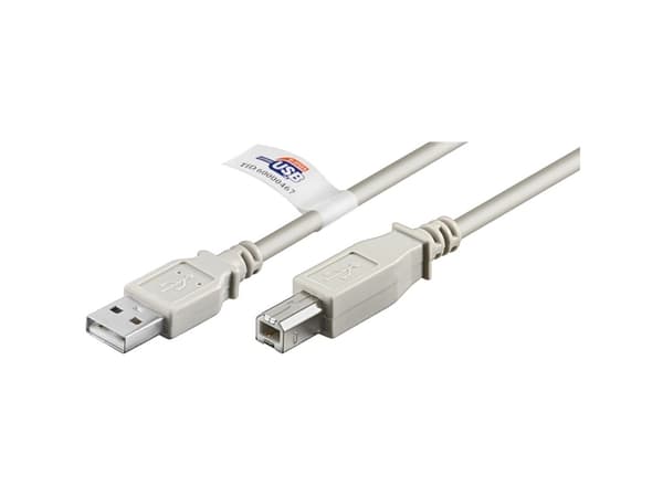Goobay 60832, 3 m, USB A, USB B, USB 2.0, 0,48 Gbit/s, Grå