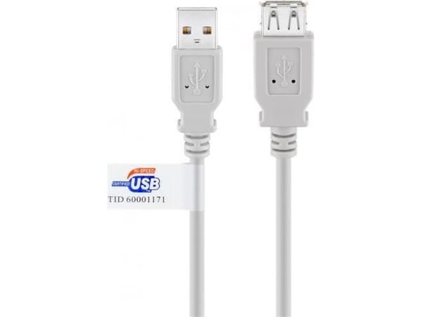 Goobay USB Verl AA 180 HiSpeedCert 2.0 1.8m, 1,8 m, USB A, USB A, Hankjønn/hunkjønn, Grå