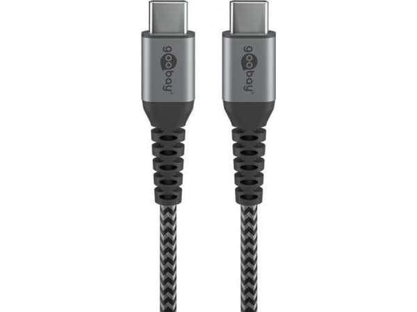 Goobay 49302, 1 m, USB C, USB C, USB 2.0, Grå, Sølv