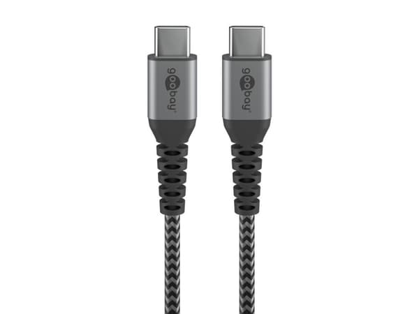 Goobay 49302, 1 m, USB C, USB C, USB 2.0, Grå, Sølv