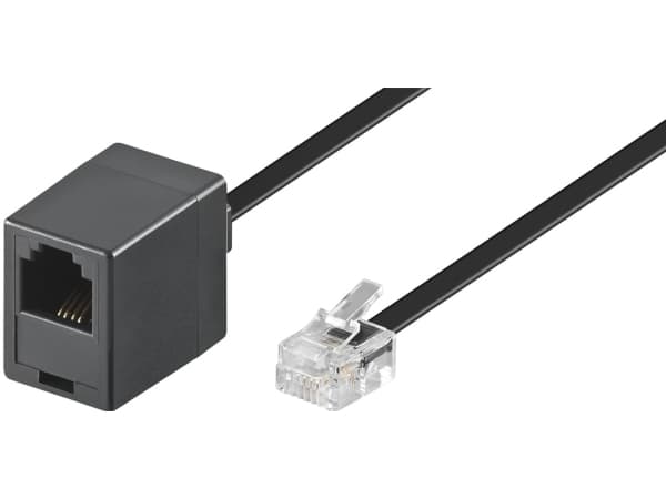 Goobay 3m RJ-11 kaapeli, 3 m, RJ-11 M, RJ-11 FM, Musta, urosliitin, naarasliitin