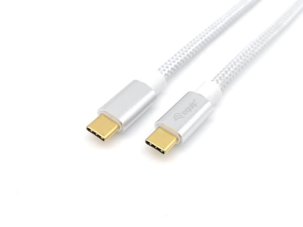 Equip 128356, 1 m, USB C, USB C, USB 3.2 Gen 2 (3.1 Gen 2), 10000 Mbit/s, Sølv, Hvid