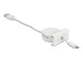 Miniatyrbilde 4 av 4: Delock - USB-kabel - USB (hann) til Micro-USB type B (hann) - USB 2.0 - 5 V - 2 A - 50 cm - tilbaketrekkbar, flat - hvit, RAL 9003