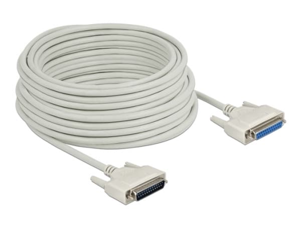 Delock - Seriell kabel - DB-25 (hane) till DB-25 (hona) - 20 m - tumskruvar - beige