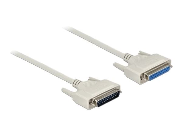 Delock - Seriell kabel - DB-25 (hane) till DB-25 (hona) - 20 m - tumskruvar - beige